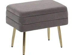 Discount Beliani Panca contenitore imbottita ODESSA Velluto Grigio Oro Grigio