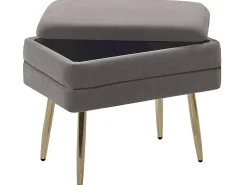 Discount Beliani Panca contenitore imbottita ODESSA Velluto Grigio Oro Grigio