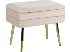 Sale Beliani Panca contenitore imbottita ODESSA Velluto Beige Beige Oro