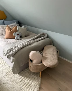 Outlet Beliani Panca contenitore imbottita OKLAHOMA Ciniglia chiaro con contenitore Marrone
