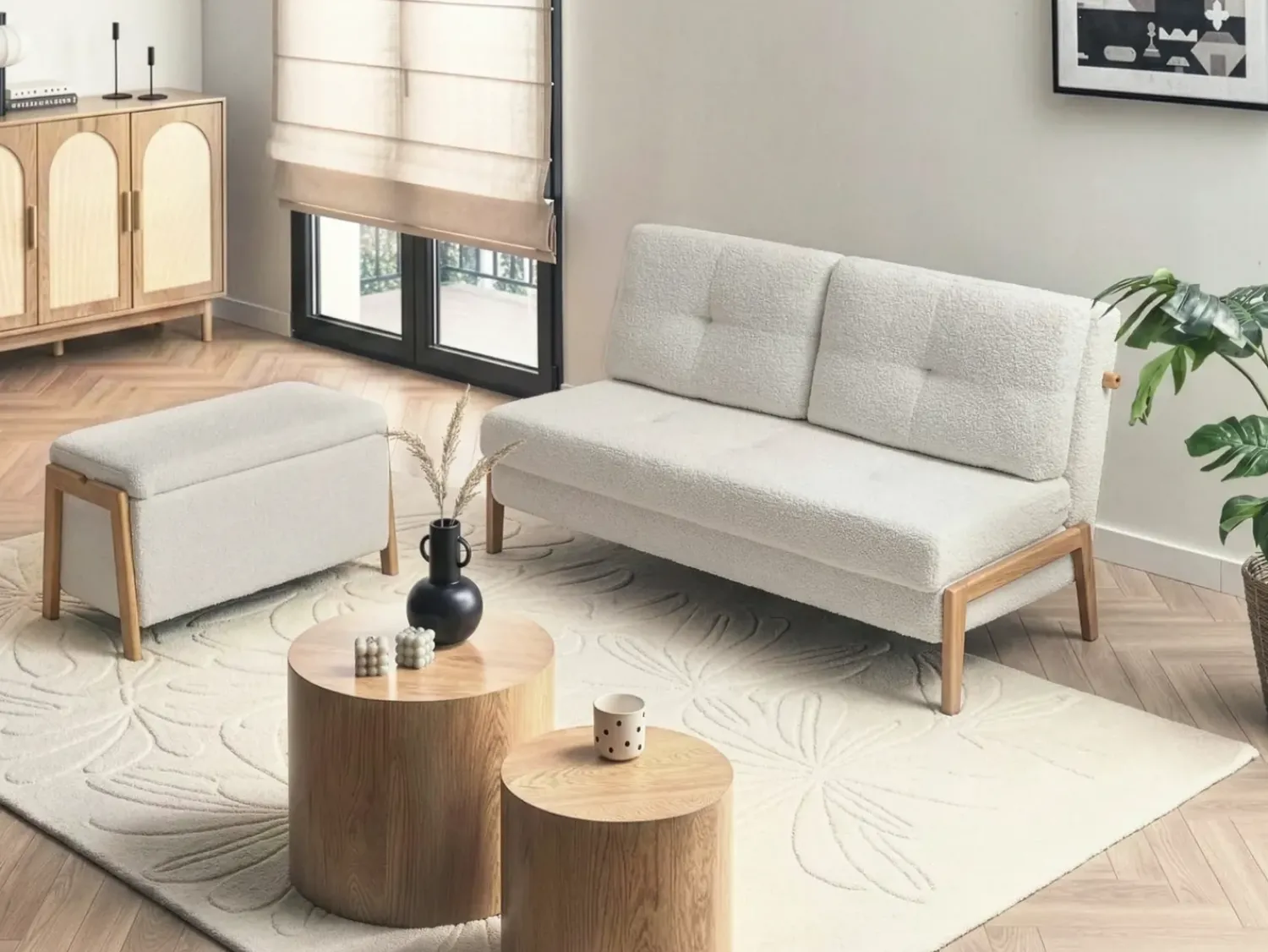 Beliani EDLAND Bouclé Bianco Bianco Marrone