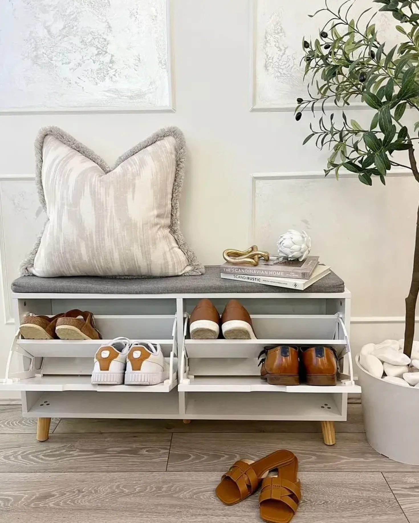 Panca contenitore per scarpe MINERAL Bianco