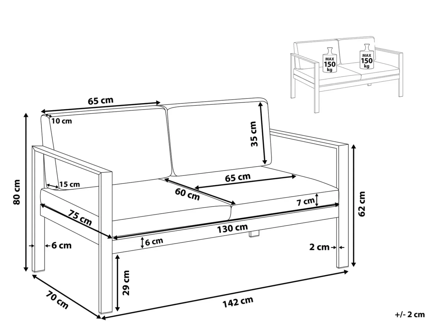 Discount Beliani SALERNO 142 cm Metallo Grigio scuro Argento Grigio