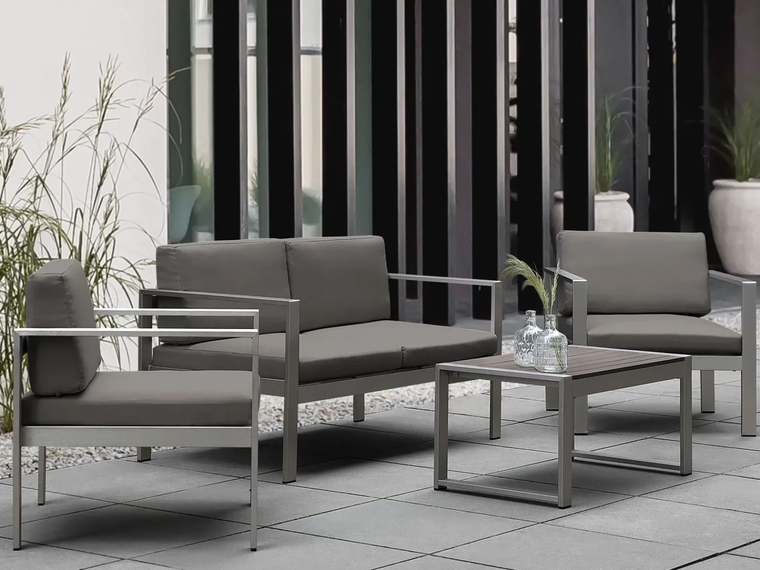 Discount Beliani SALERNO 142 cm Metallo Grigio scuro Argento Grigio