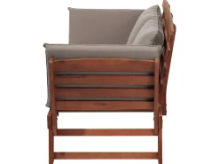 Online Beliani Panca da giardino con cuscino PORTICI 210 cm Legno d'eucalipto Marrone scuro/Tortora Beige Marrone