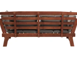 Online Beliani Panca da giardino con cuscino PORTICI 210 cm Legno d'eucalipto Marrone scuro/Tortora Beige Marrone