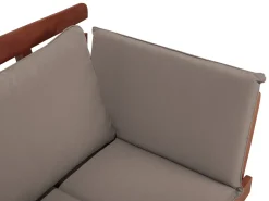 Online Beliani Panca da giardino con cuscino PORTICI 210 cm Legno d'eucalipto Marrone scuro/Tortora Beige Marrone