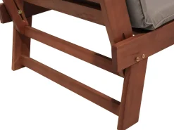 Online Beliani Panca da giardino con cuscino PORTICI 210 cm Legno d'eucalipto Marrone scuro/Tortora Beige Marrone