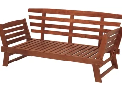Online Beliani Panca da giardino con cuscino PORTICI 210 cm Legno d'eucalipto Marrone scuro/Tortora Beige Marrone