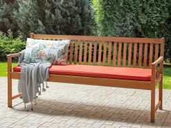 New Beliani Panca da giardino con cuscino VIVARA 180 cm Legno di acacia certificato Rosso scuro Rosso Marrone