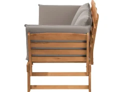 Hot Beliani Panca da giardino con cuscino PORTICI 210 cm Legno d'eucalipto chiaro/Tortora Marrone