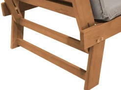 Hot Beliani Panca da giardino con cuscino PORTICI 210 cm Legno d'eucalipto chiaro/Tortora Marrone