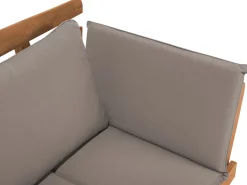 Hot Beliani Panca da giardino con cuscino PORTICI 210 cm Legno d'eucalipto chiaro/Tortora Marrone