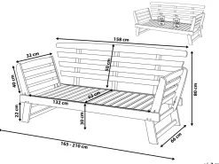 Hot Beliani Panca da giardino con cuscino PORTICI 210 cm Legno d'eucalipto chiaro/Tortora Marrone