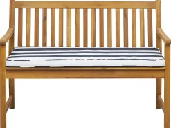 Outlet Beliani Panca da giardino con cuscino VIVARA Legno di acacia certificato Blu marino Bianco Blu Marrone