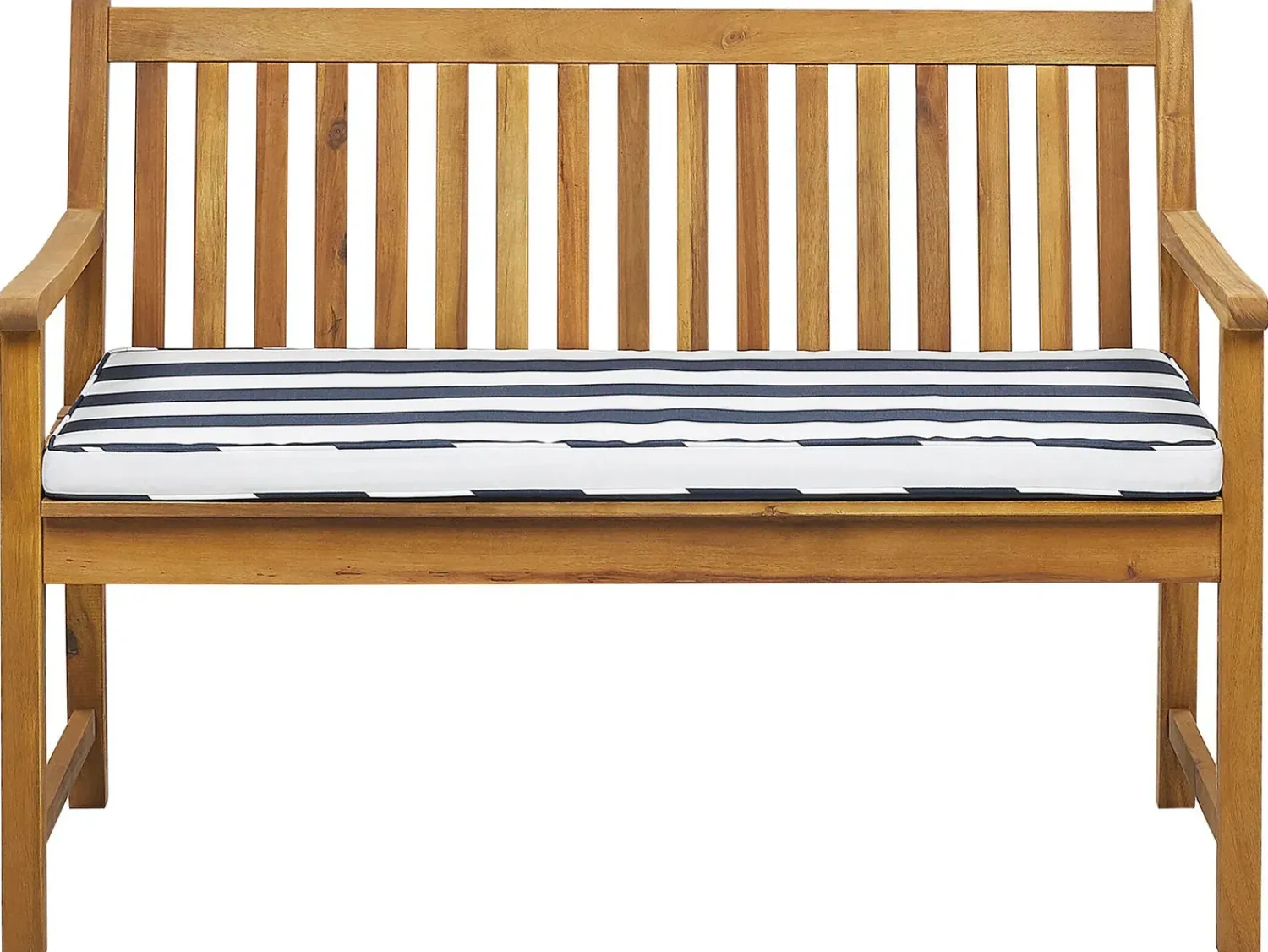 Outlet Beliani Panca da giardino con cuscino VIVARA Legno di acacia certificato Blu marino Bianco Blu Marrone