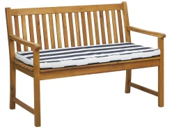 Outlet Beliani Panca da giardino con cuscino VIVARA Legno di acacia certificato Blu marino Bianco Blu Marrone