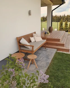 Clearance Beliani Panca da giardino con cuscino VIVARA 160 cm Legno di acacia certificato Beige Beige Marrone
