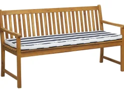 Clearance Beliani Panca da giardino con cuscino VIVARA Legno di acacia certificato Blu marino Bianco Blu Marrone