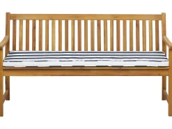 Clearance Beliani Panca da giardino con cuscino VIVARA Legno di acacia certificato Blu marino Bianco Blu Marrone
