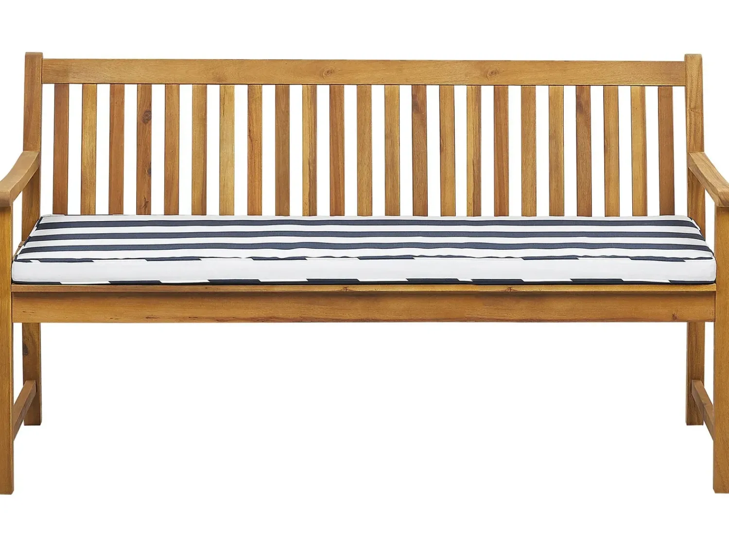 Clearance Beliani Panca da giardino con cuscino VIVARA Legno di acacia certificato Blu marino Bianco Blu Marrone
