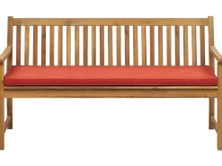 Beliani Panca da giardino con cuscino VIVARA 160 cm Legno di acacia certificato Frassino chiaro Rosso scuro Marrone Rosso