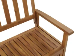 Clearance Beliani Panca da giardino con cuscino SOVANA con contenitore Legno d'acacia Rosso Marrone Rosso
