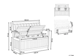 Clearance Beliani Panca da giardino con cuscino SOVANA con contenitore Legno d'acacia Rosso Marrone Rosso