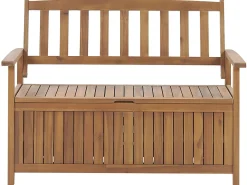 Clearance Beliani Panca da giardino con cuscino SOVANA con contenitore Legno d'acacia Rosso Marrone Rosso