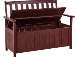 Outlet Beliani Panca da giardino con cuscino SOVANA 120 cm con contenitore Legno d'acacia Bianco Bianco Marrone
