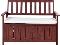 Outlet Beliani Panca da giardino con cuscino SOVANA 120 cm con contenitore Legno d'acacia Bianco Bianco Marrone