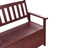 Outlet Beliani Panca da giardino con cuscino SOVANA 120 cm con contenitore Legno d'acacia Bianco Bianco Marrone