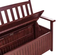 Hot Beliani Panca da giardino con cuscino SOVANA 120 cm con contenitore Legno d'acacia Grigio chiaro Grigio Marrone