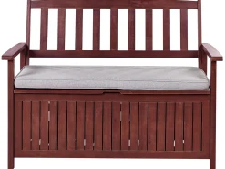 Hot Beliani Panca da giardino con cuscino SOVANA 120 cm con contenitore Legno d'acacia Grigio chiaro Grigio Marrone