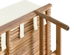 New Beliani Panca da giardino con cuscino GIAVENO 135 cm Legno d'acacia Bianco sporco Bianco Marrone