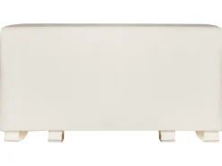 New Beliani Panca da giardino con cuscino GIAVENO 135 cm Legno d'acacia Bianco sporco Bianco Marrone