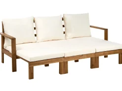 Best Beliani Panca da giardino con cuscino ISOLELLO 190 cm Regolabile Legno d'acacia Marrone Beige Marrone