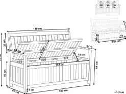 New Beliani Panca da giardino con cuscino SOVANA 160 cm Legno d'acacia Bianco sporco Bianco Marrone