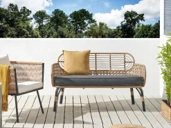 New Beliani PRATELLO 122 cm Rattan sintetico (PE) Naturale Beige Naturale Grigio Nero