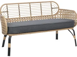New Beliani PRATELLO 122 cm Rattan sintetico (PE) Naturale Beige Naturale Grigio Nero