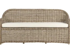 Beliani Panca da giardino con cuscino SUSUA Rattan Naturale Bianco Naturale