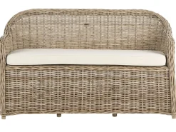 Online Beliani Panca da giardino con cuscino SUSUA con ottomana Rattan Naturale Bianco Naturale