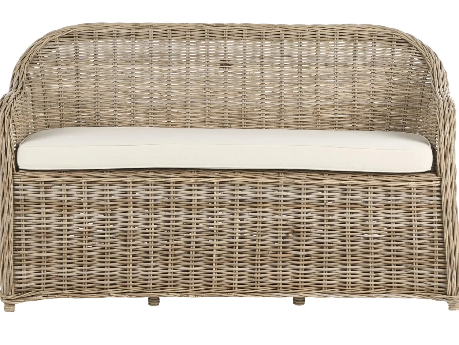 Online Beliani Panca da giardino con cuscino SUSUA con ottomana Rattan Naturale Bianco Naturale