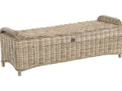 Online Beliani Panca da giardino con cuscino SUSUA con ottomana Rattan Naturale Bianco Naturale