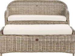 Online Beliani Panca da giardino con cuscino SUSUA con ottomana Rattan Naturale Bianco Naturale