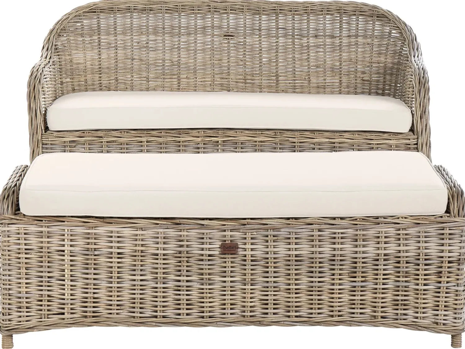 Online Beliani Panca da giardino con cuscino SUSUA con ottomana Rattan Naturale Bianco Naturale