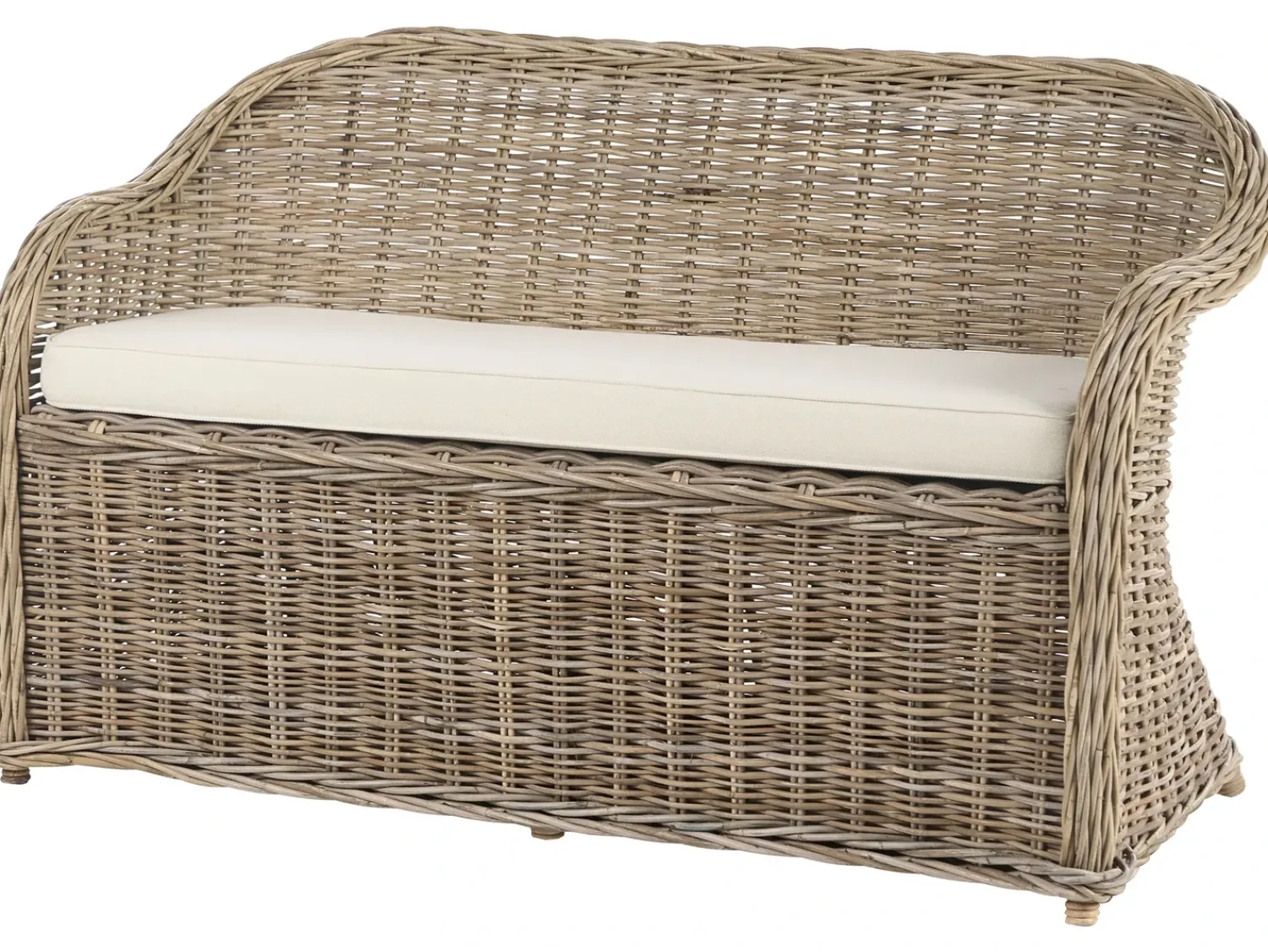 Discount Beliani Panca da giardino con cuscino SUSUA con ottomana Rattan Naturale Bianco Naturale