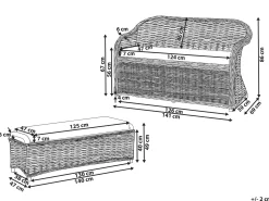 Discount Beliani Panca da giardino con cuscino SUSUA con ottomana Rattan Naturale Bianco Naturale