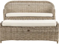 Discount Beliani Panca da giardino con cuscino SUSUA con ottomana Rattan Naturale Bianco Naturale