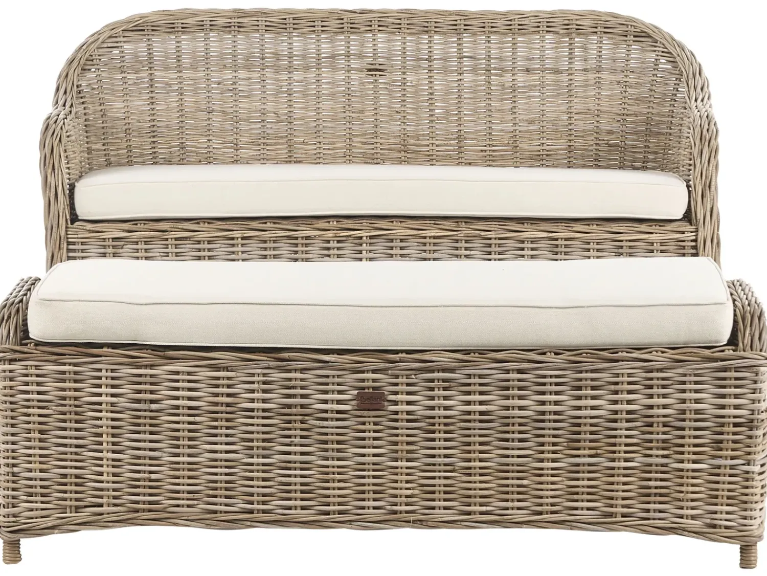 Discount Beliani Panca da giardino con cuscino SUSUA con ottomana Rattan Naturale Bianco Naturale